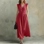 Casual Fashionable Elegant V-Neck Dress With Pockets