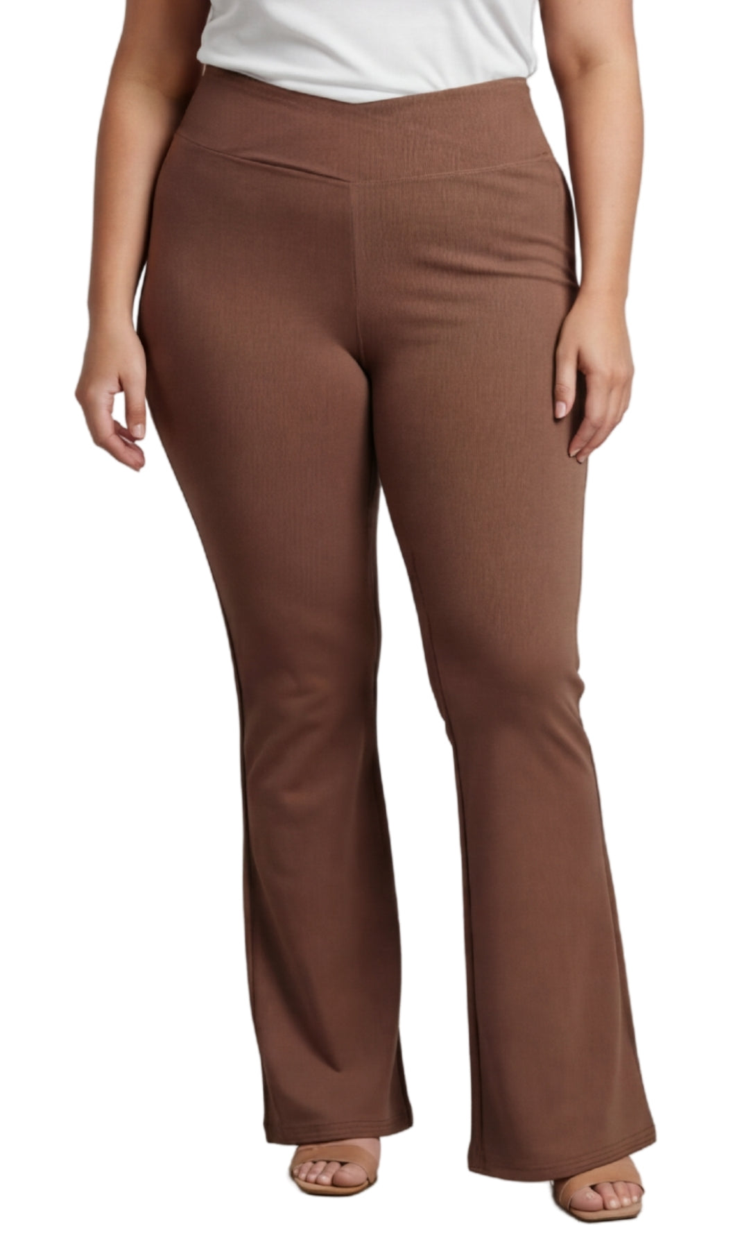 Women's Pull-on Cotton Stretch Bootcut Flare Leggings with a Crossover waistband