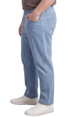 Men’s Lightweight Casual Elastic Waist Pull-On Jeans – Denim & Twill Pants with Easy Fit