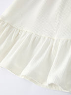 White Top And Daisy-Print Flared Pants Girl's Outfit