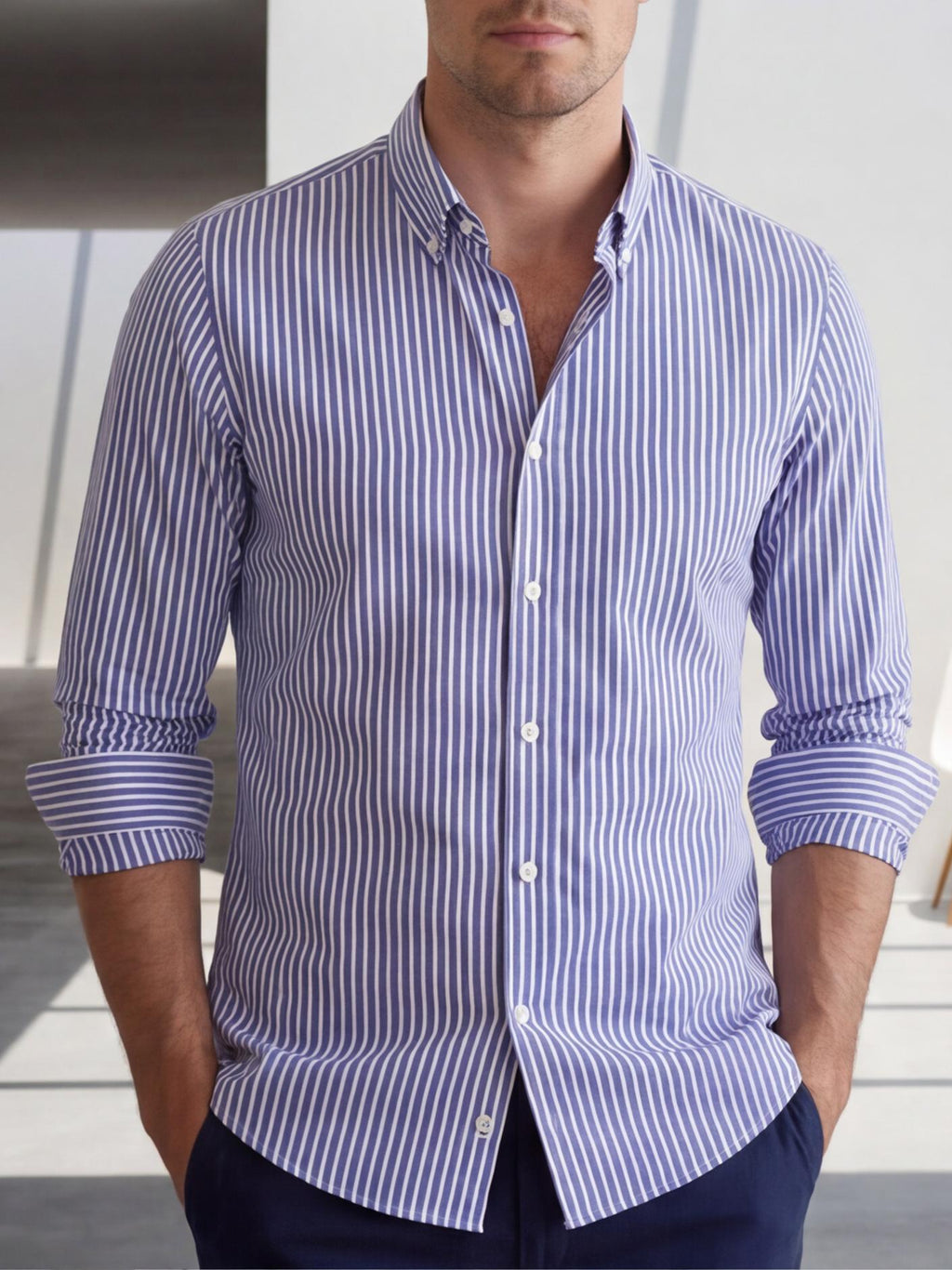 Men's Long-sleeve Striped Shirt