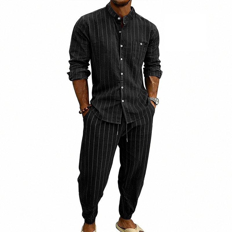 High street Striped Henley Shirt Jogger Pants