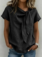 Women's Summer Short Sleeve Casual T-Shirt - Cotton Blend Lightweight Everyday Top For Daily Wear