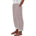 Women's Striped Casual Trousers Lightweight  Blend Stretch Pants