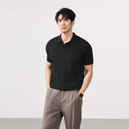 Mens Short-sleeve Striped Knit Sweater