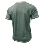 Men's Short-Sleeve Henley Shirt Button-Up Vintage T-Shirt