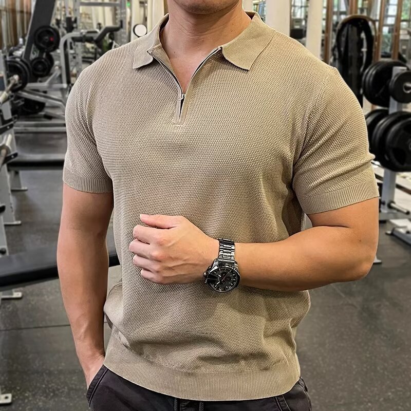 Men's Summer Short-Sleeve Solid-Color Slim-Fit Knit t-Shirt