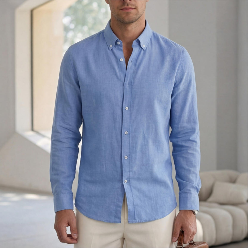 Men's Long Sleeve Solid Color Casual Breathable Shirt