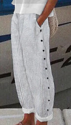 Women's Striped Casual Trousers Lightweight  Blend Stretch Pants