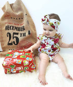 Luxury Modern Cute Floral Romper Baby Girls Clothes Jumpsuit Romper Headband Toddler Dress With Bow For Girls