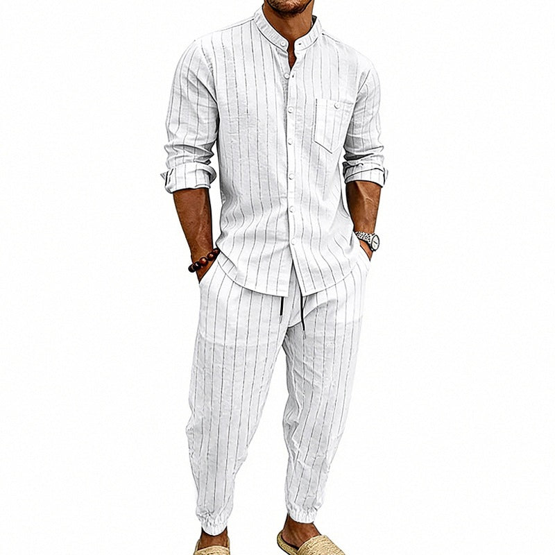 High street Striped Henley Shirt Jogger Pants