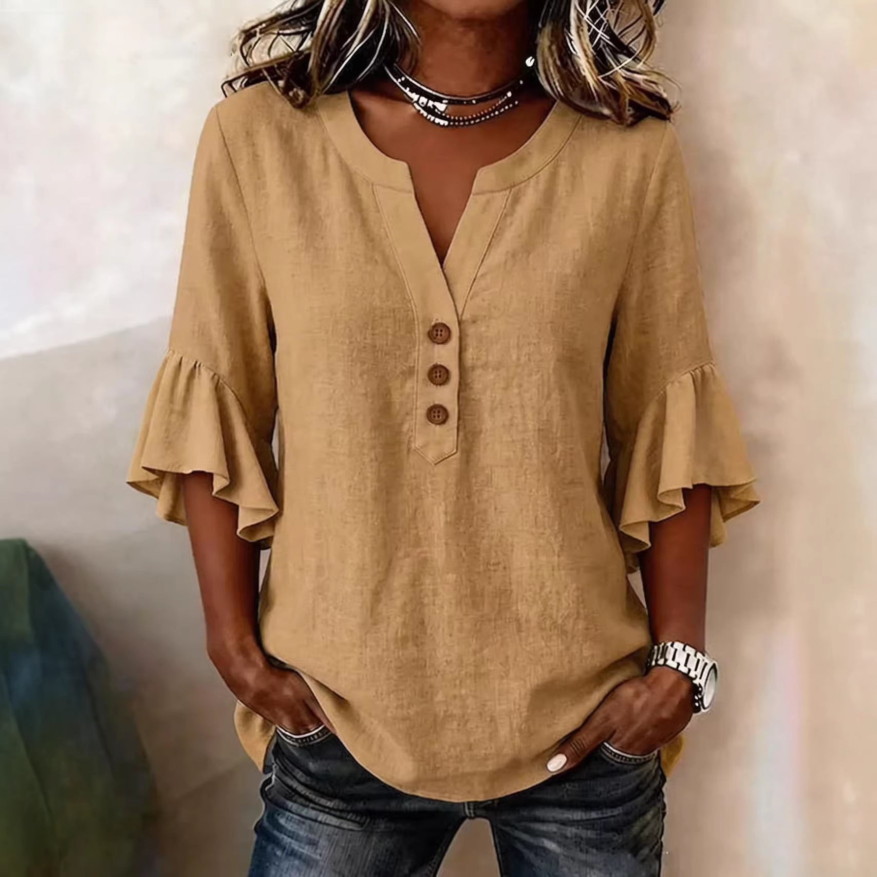 Solid Casual Loose Blouses For Women Fashion Summer Vintage Women's Oversized Shirts And Blouses Elegant Youth Female Tops