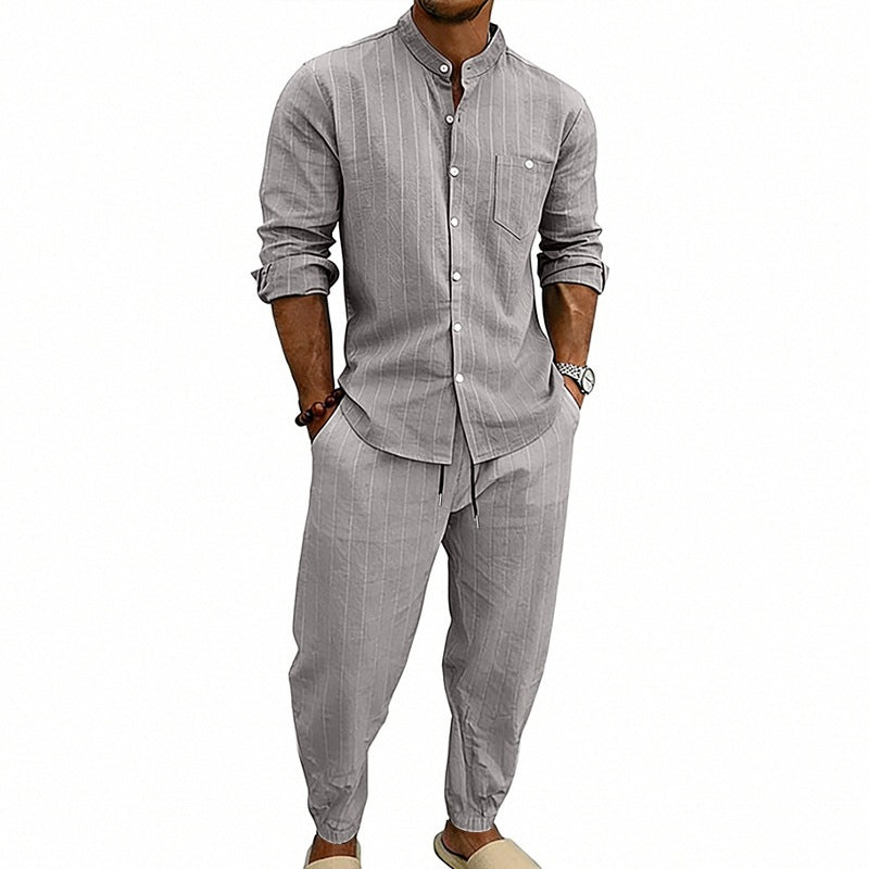 High street Striped Henley Shirt Jogger Pants