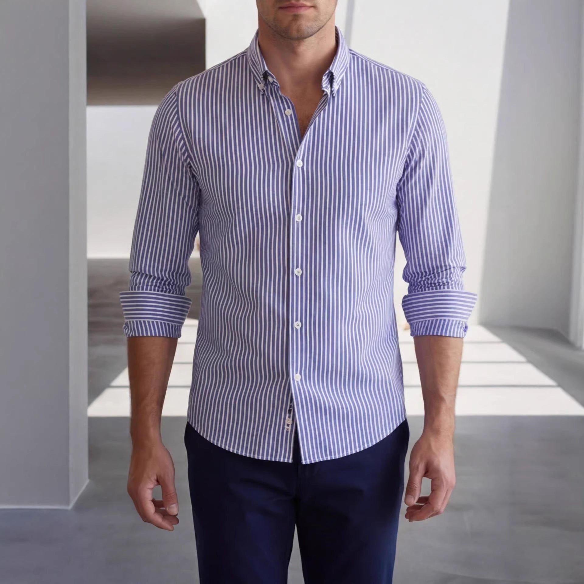 Men's Long-sleeve Striped Shirt