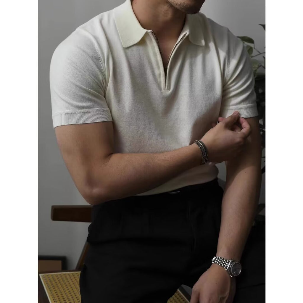 Men's Summer Short-Sleeve Solid-Color Slim-Fit Knit t-Shirt