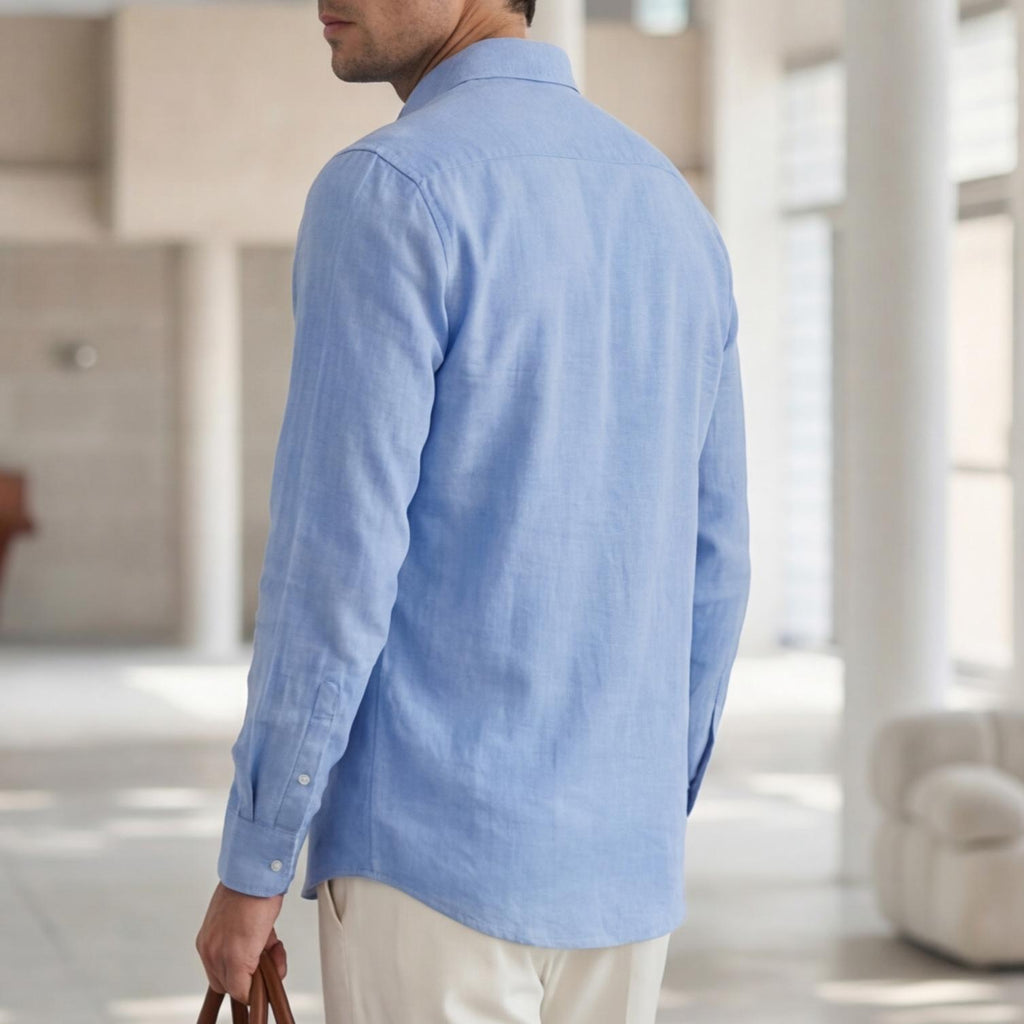 Men's Long Sleeve Solid Color Casual Breathable Shirt