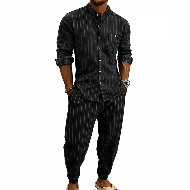 High street Striped Henley Shirt Jogger Pants