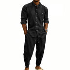 High street Striped Henley Shirt Jogger Pants