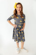 Iowa Plaid Tigerhawk 3/4 Sleeve Pocket Twirl Dress